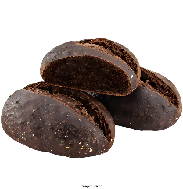 [Transparent Background PNG]Three Slices Of Dark Chocolate Bread