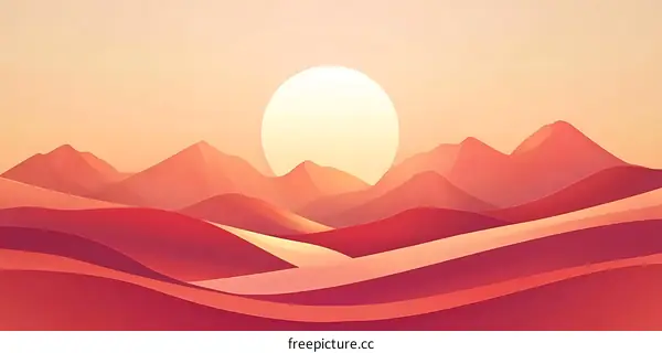 Minimalist Sunset Landscape with Orange Mountains