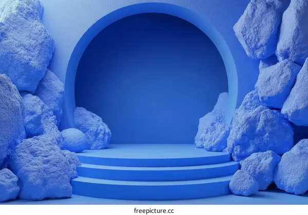 Abstract Blue Rocks Stage Design