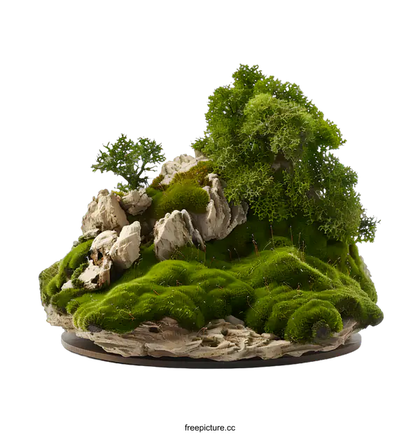 [Transparent Background PNG]Green Moss Landscape Miniature Bonsai Tree