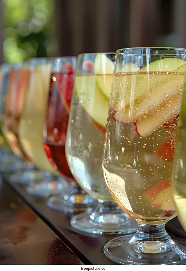 Apple Cider in Glasses on Wooden Table