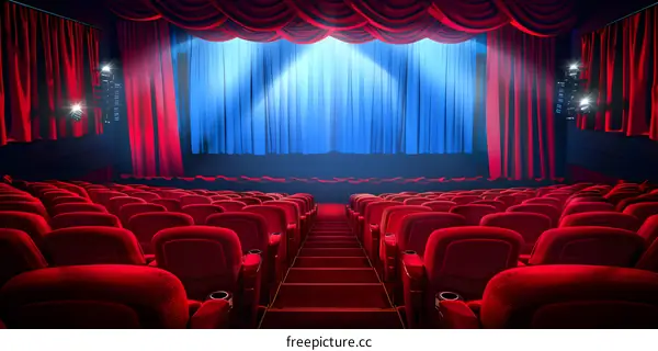 Empty Red Seats in a Movie Theater