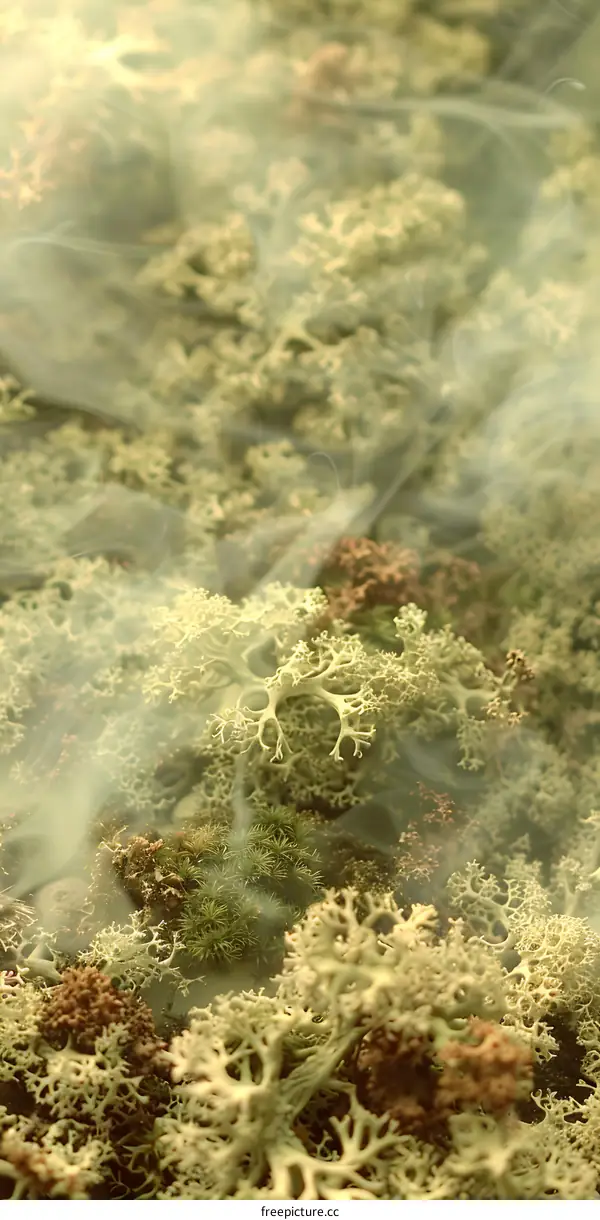 Close Up of Green Moss with Smoke