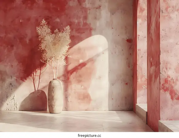 Minimalist Interior Design with a Vase and Dried Flowers