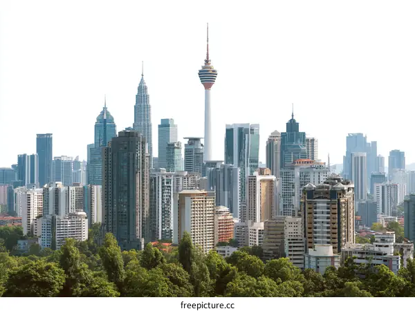 Modern City Skyline with High-Rise Buildings