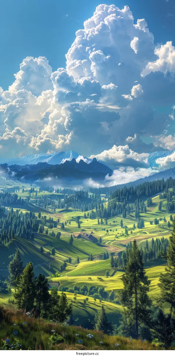 Stunning Mountain Valley Landscape Under a Cloud-Filled Sky