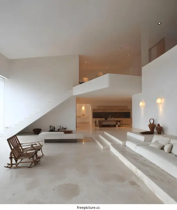 Minimalist Modern Home Interior Design With White Walls and Light Wood Flooring