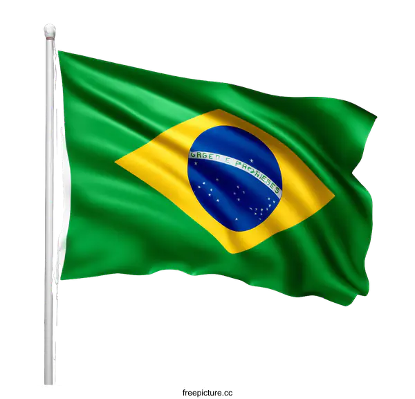[Transparent Background PNG]Brazilian Flag in Waving Action