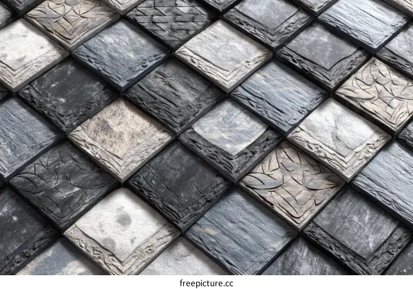 Carved Stone Tiles Pattern Background Design