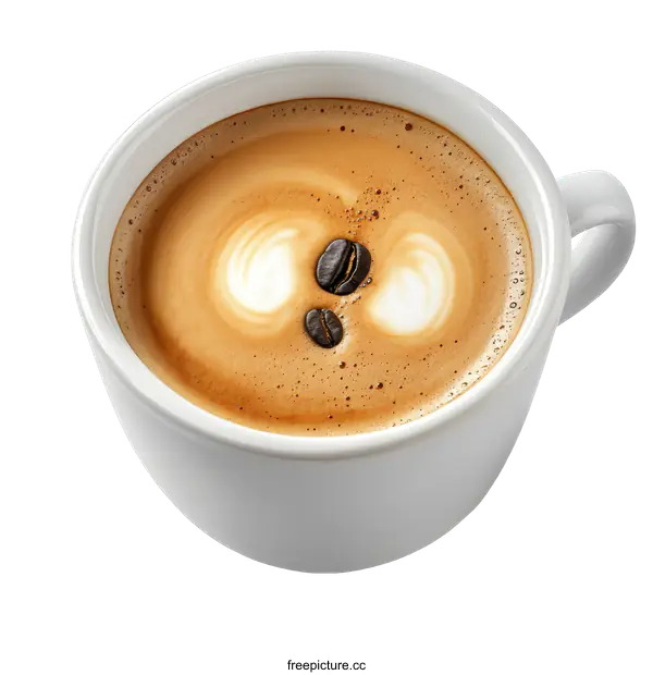 [Transparent Background PNG]Delicious Latte Art in White Coffee Cup