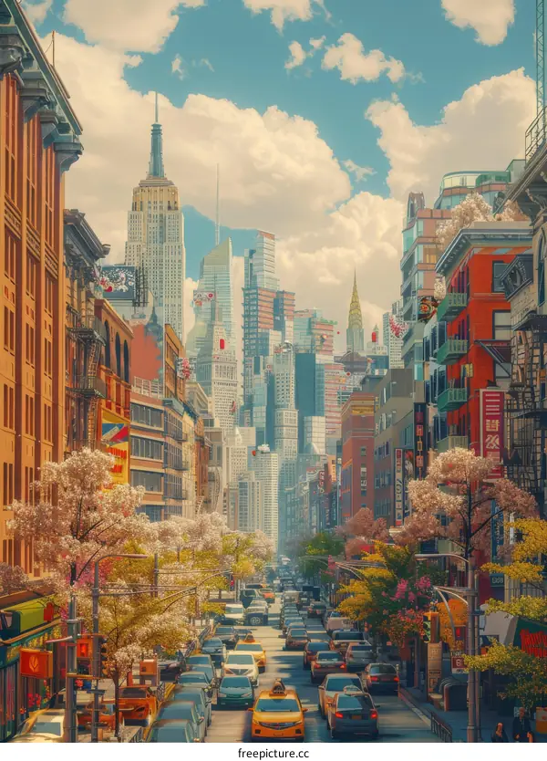 Vibrant Street Scene in New York City