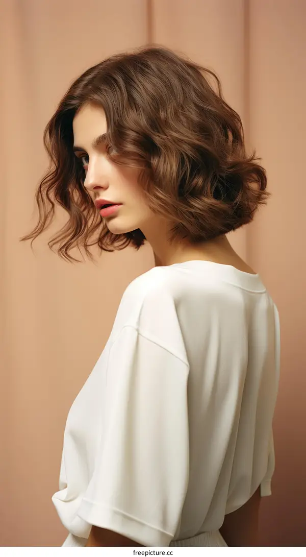 Brunette woman with wavy hair