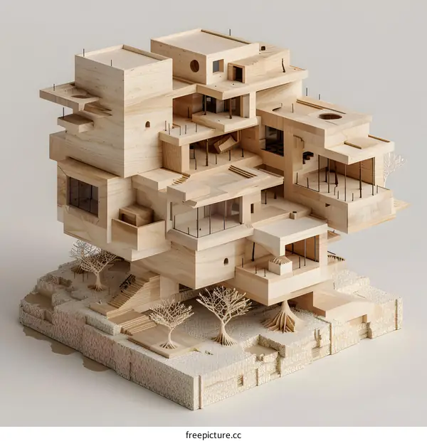 Wooden Modern Architecture Model