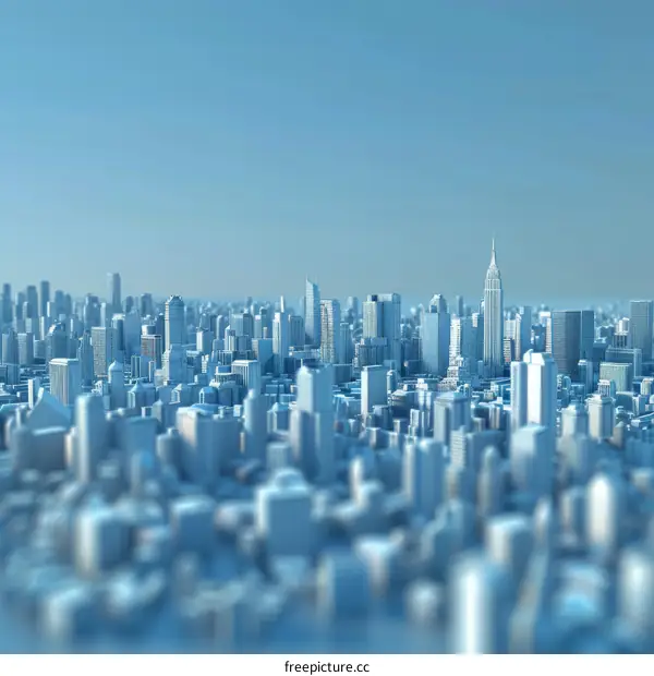 Miniature City Model: Blue and White Skyscrapers