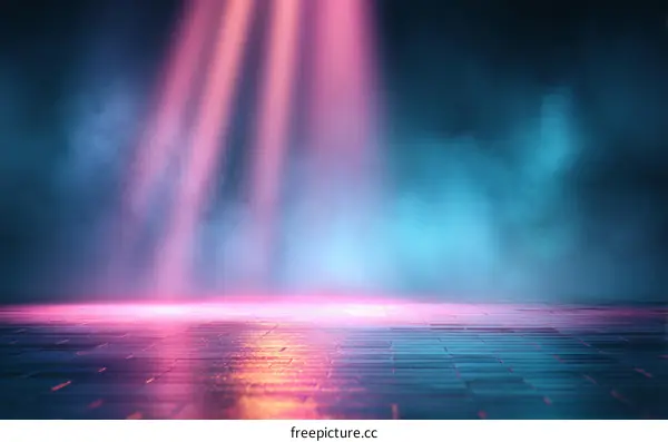 Neon Stage Empty Illuminated Background