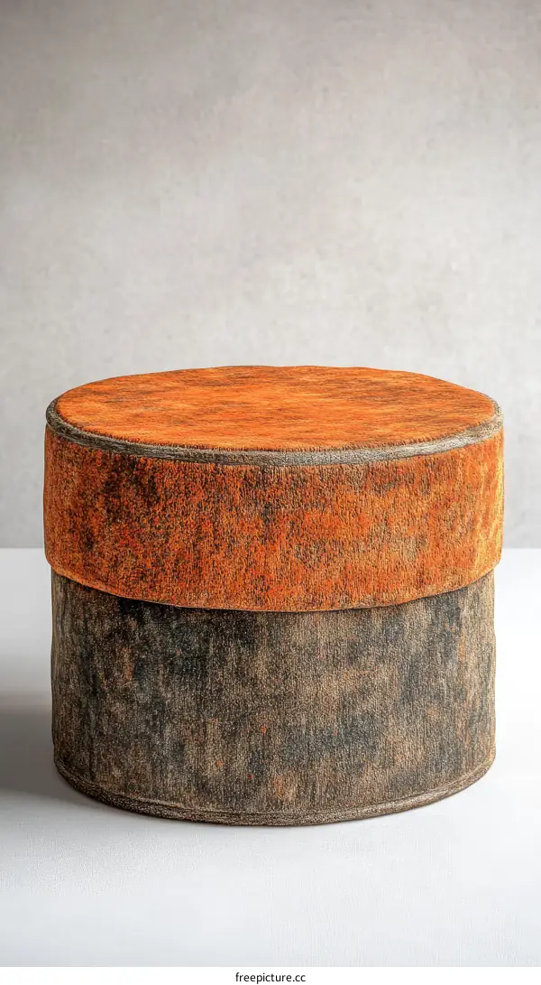 Rustic Orange and Dark Grey Cylindrical Decorative Box