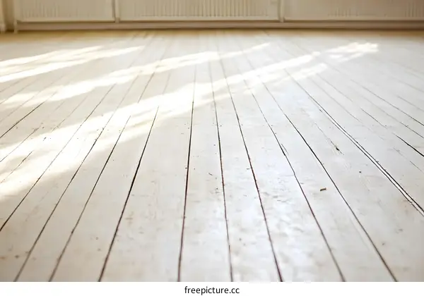 White Wooden Floor with Sunbeams