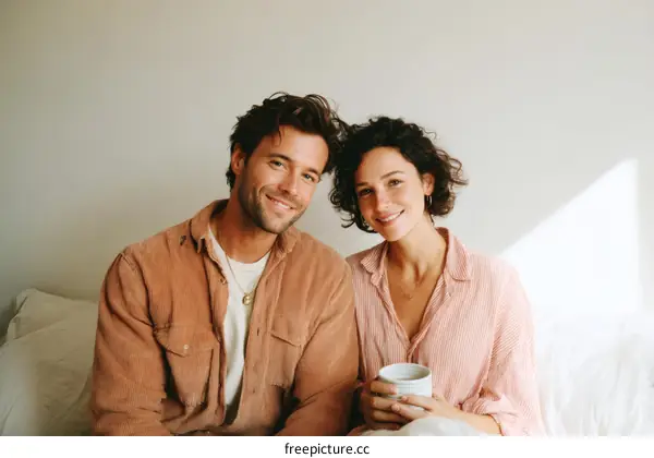 Couple Relaxing in Cozy Bedroom Interior