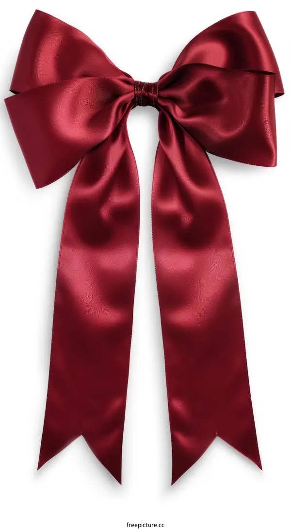 Burgundy red double layered bow with long tails