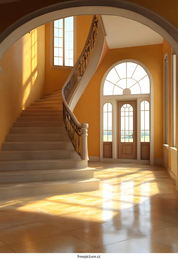 Elegant Staircase and Entrance Hallway in a Luxury Home