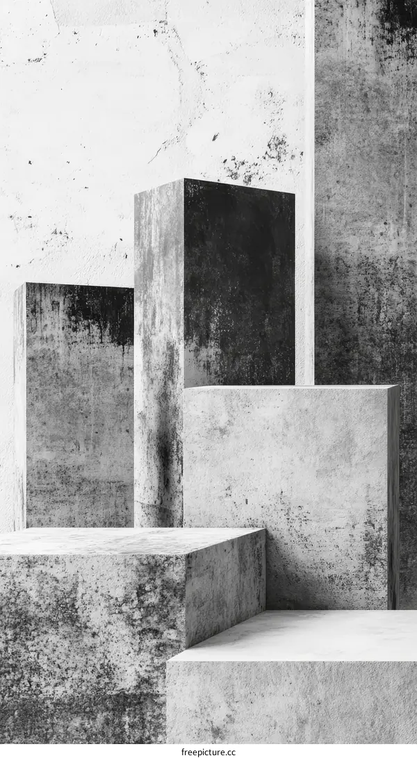 Abstract Concrete Geometric Shapes Display