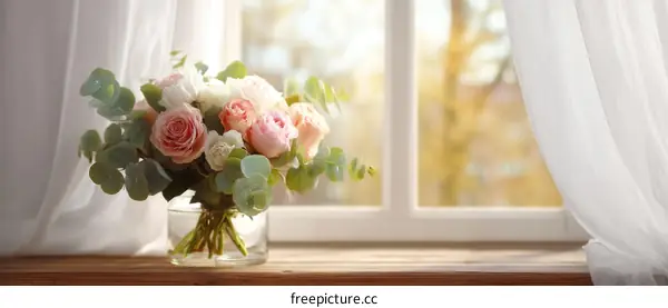 Beautiful Bouquet of Flowers by the Window