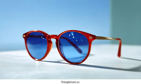 Stylish Round Sunglasses with Blue Lenses
