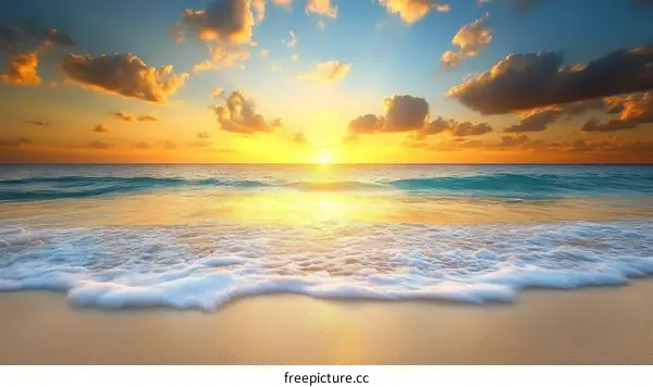 Golden Sunset Beach Scene