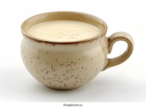 Ceramic mug filled with cappuccino