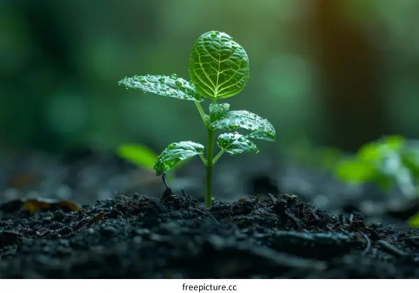 Tiny Green Plant Growing in the Soil
