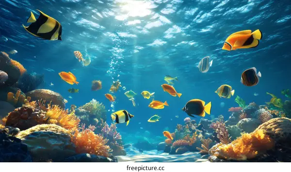 Colorful Coral Reef Underwater Scene