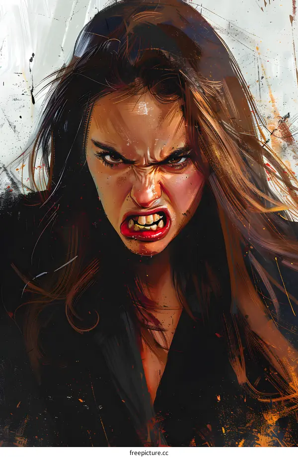 portrait of a fierce looking woman