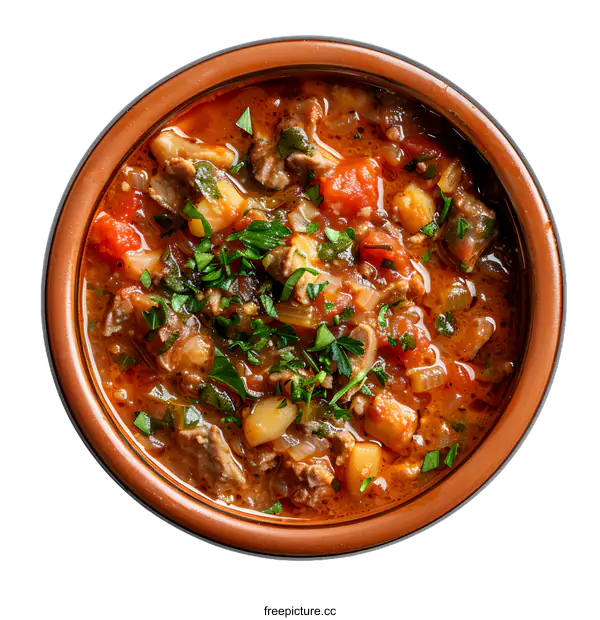 [Transparent Background PNG]A delicious and healthy bowl of soup with meat and vegetables.