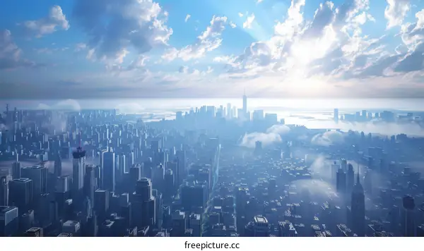 Aerial View of a Futuristic Metropolis