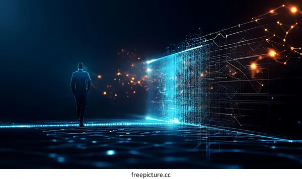 Businessman Entering the Digital World