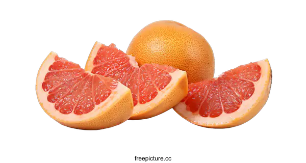 [Transparent Background PNG]Fresh Red Grapefruit Slices On White Background