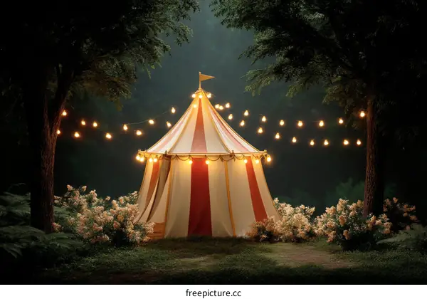 Enchanted Forest Circus Tent at Night