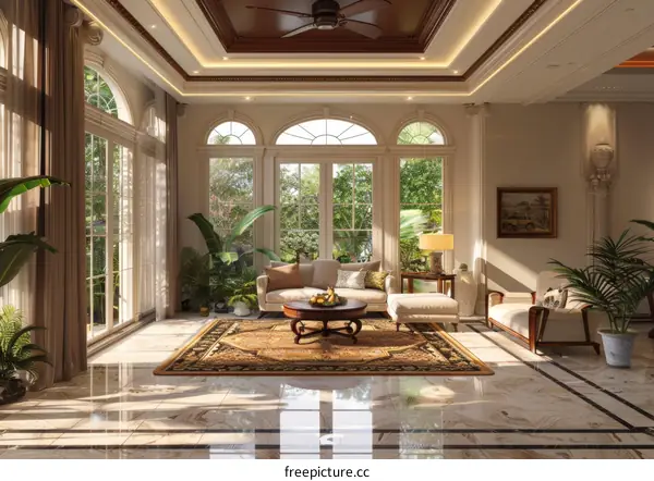 Bright and Airy Living Room with Greenery