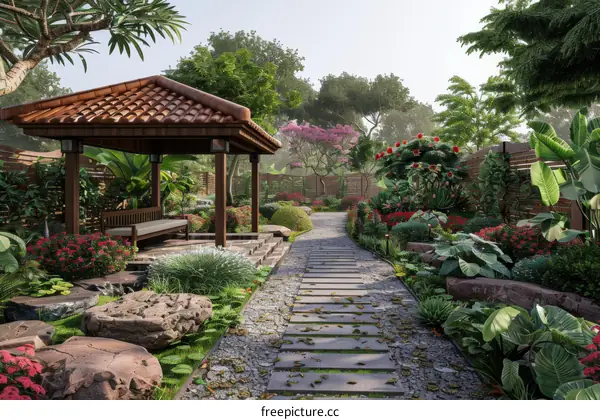 Chinese Garden Landscape Design Rendering