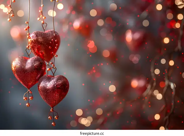 Red heart-shaped ornaments