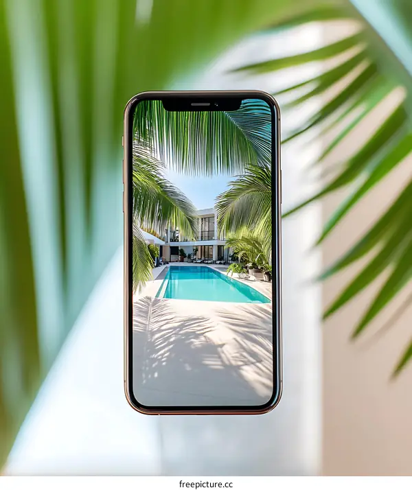 Luxury Villa with Swimming Pool on a Smartphone