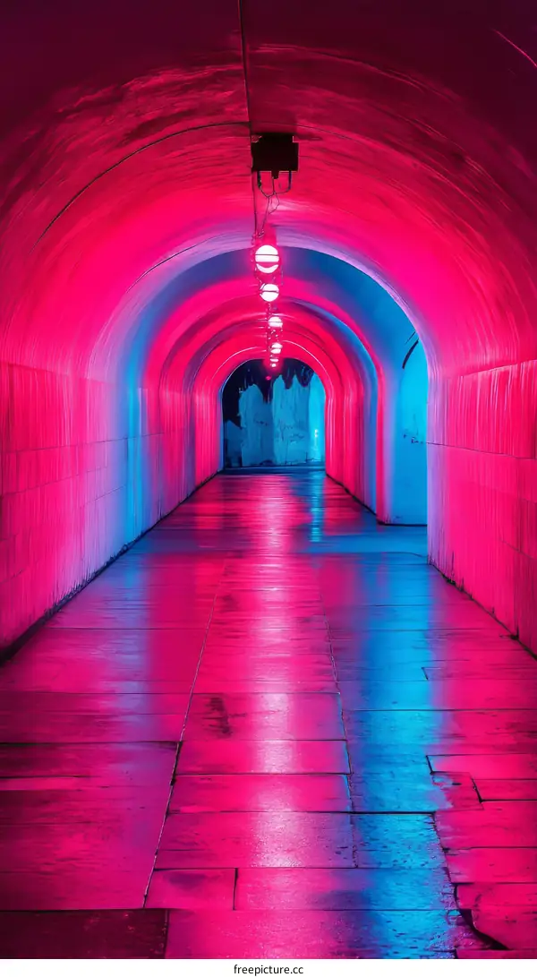 Neon Tunnel Pathway Vibrant Colors