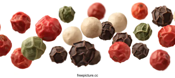 [Transparent Background PNG]Colorful Peppercorns in Motion