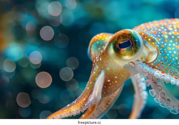 A close up of a colorful octopus