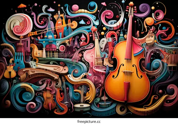 Abstract Colorful Musical Instruments