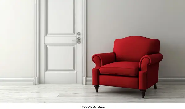 Red Armchair in a White Room