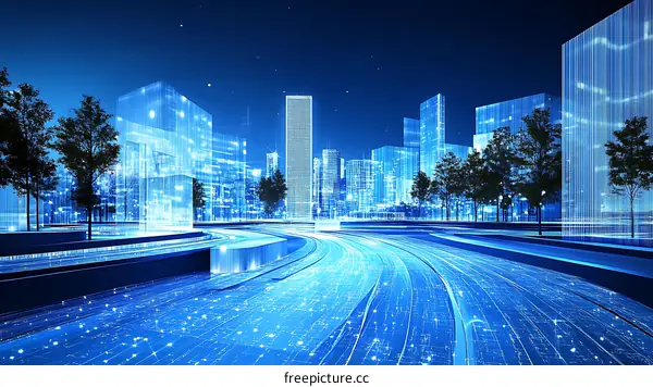 Digital Cityscape at Night