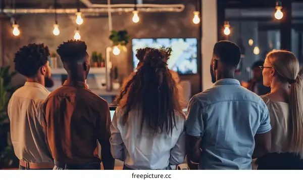Group of Diverse People Watching Presentation in Office