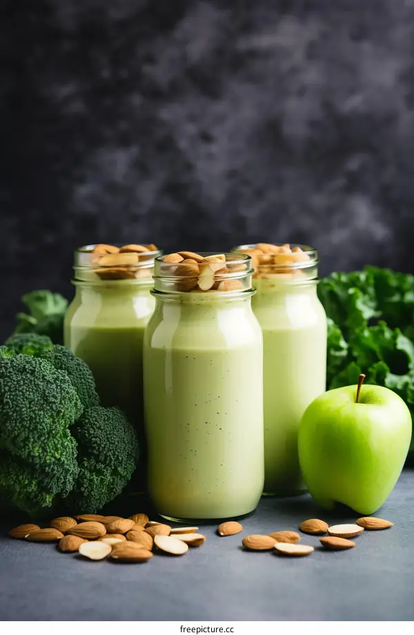 Green Smoothie with Broccoli, Apple, and Almonds