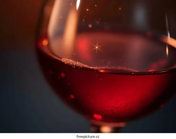 Close-up of a Red Wine Glass with Sparkling Effects